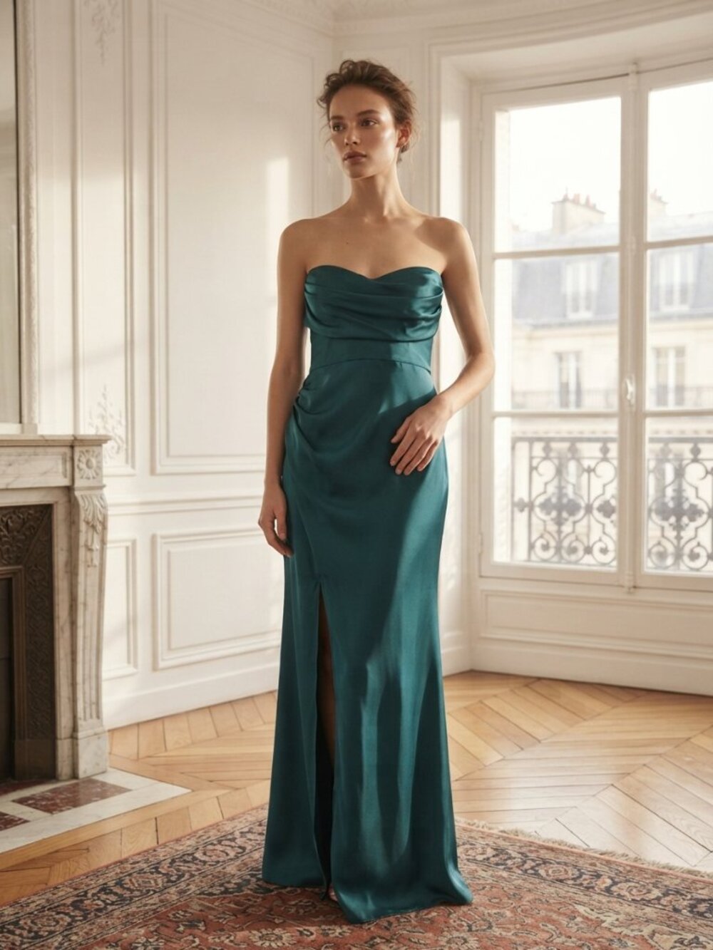 That's So Fetch Strapless Teal Satin Evening Gown Size 14